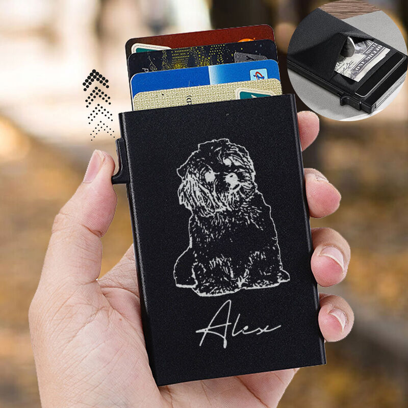 Personalized Pop up Card Holder Custom Sketch Photo Cute Gift for Pet Owners