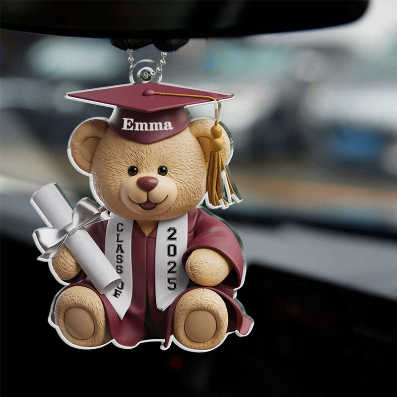 Personalized Acrylic Car Pendant "Graduation Bear" Graduation Gift for Family Members