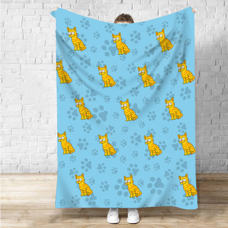 Personalized Picture Blanket with Paw Print Pattern Interesting Gift for Pet Lover