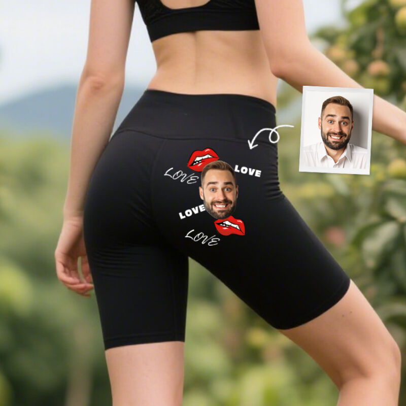 Personalisierte Biker-Leggings Sexy Lippen Liebe Individuelles Fotodesign Perfektes Valentinstagsgeschenk für sie