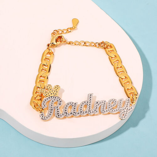Bracciale Con Nome Personalizzato Corona Bicolore