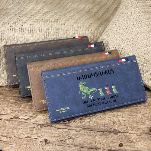 Personalized Long Wallets for Men Custom Kids Name and Cute Dinosaur Pattern for Him