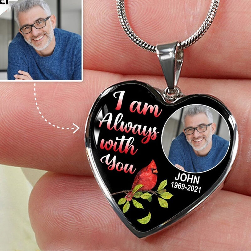 Collar conmemorativo de padre en forma de corazón con foto de círculo y grabado personalizados