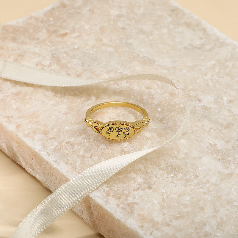 Custom Birth Flower Ring