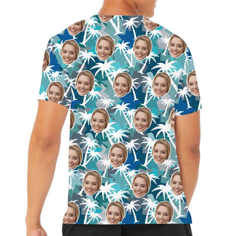 Custom Face Hawaiian T-Shirt With Palm Tree