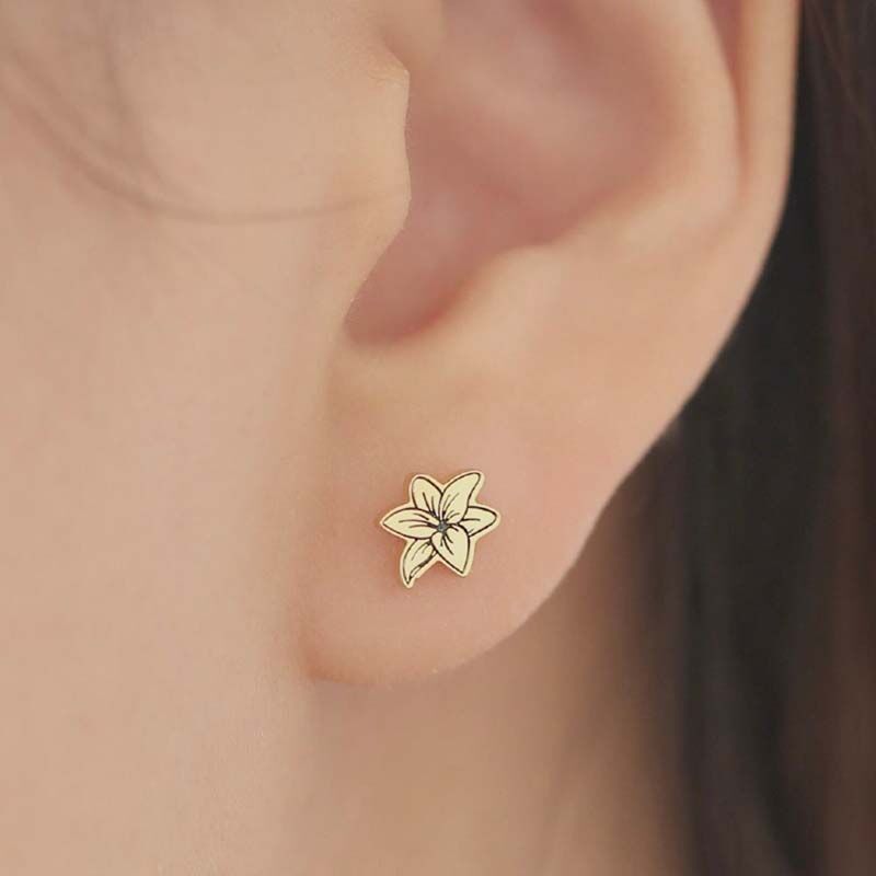 Personalized Birth Flower Stud Earrings