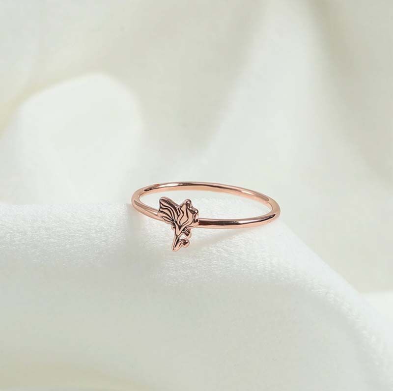 Personalized Birth Flower Dainty Ring