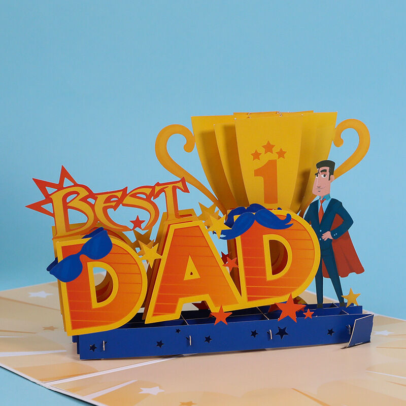 Carte Pop Up 3D Creuse "Meilleur Papa" pour la Fête des Pères