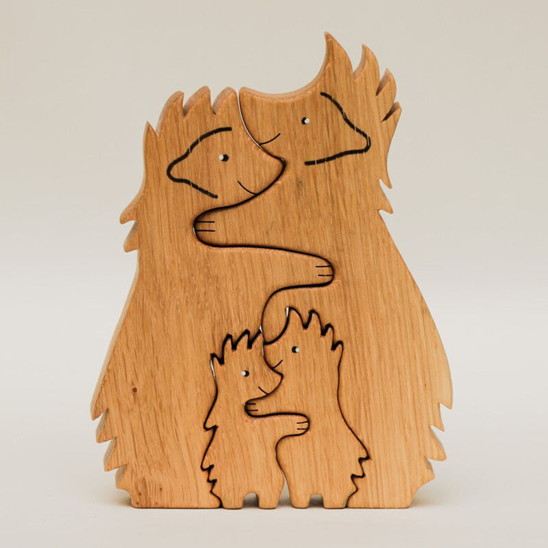 Personalized Names Hedgehog Family Wooden Puzzle Funny Gift