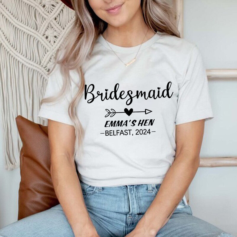Personalisiertes T-Shirt Braut Squad mit benutzerdefinierten Namen und Datum Design für Brautparty/Hochzeit