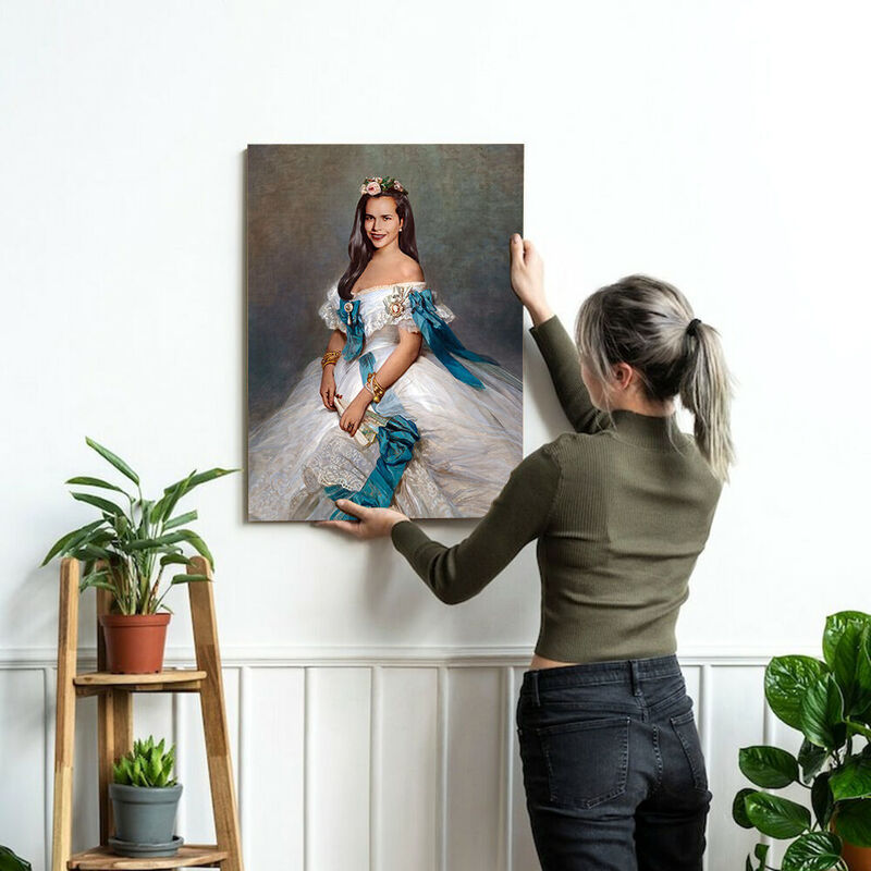 オーダーメイド 肖像画 キャンバス 写真入り 顔入れ替え 女性 ルネサンス風 大公妃 ウォールプリント