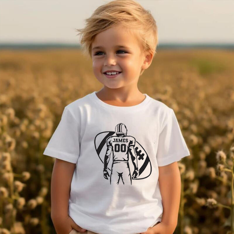 Personalisiertes T-Shirt für Kinder mit Foto und Rugbyspieler-Grafik Kindergeschenke