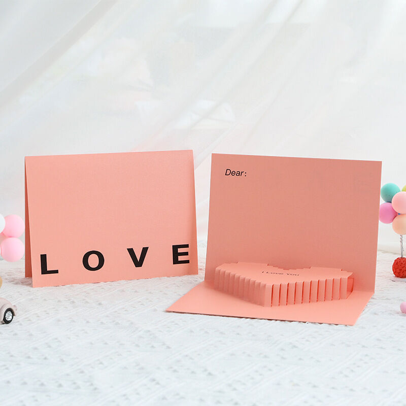 3D-rosa hjärta popup-kort Jag älskar dig-design Romantisk gåva för paren