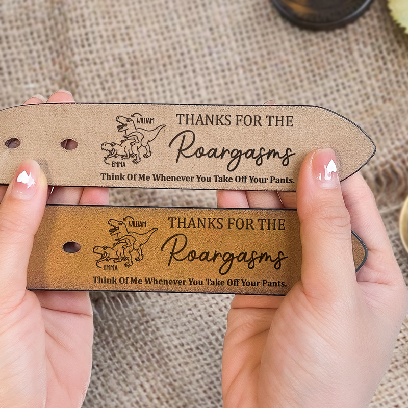 Personalisierte Gürtel mit lustigen Dinosaurier-Paar-Muster Valentinstag Geschenk für Ehemann