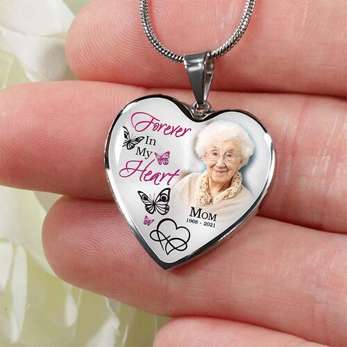 "Forever in My Heart " Custom Photo Memorial Necklace