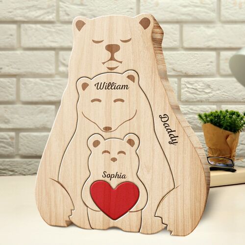 Personalized Wooden Bear Family Puzzle Warm Gift For Father's Day ...