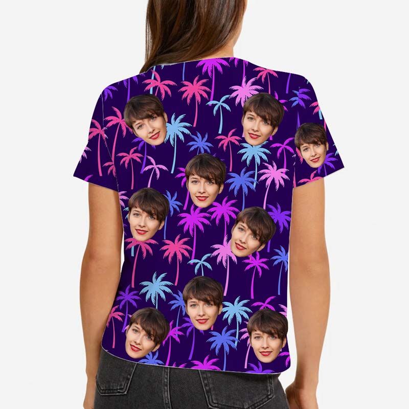 Custom Face Hawaiian T-Shirt With Coconut Tree