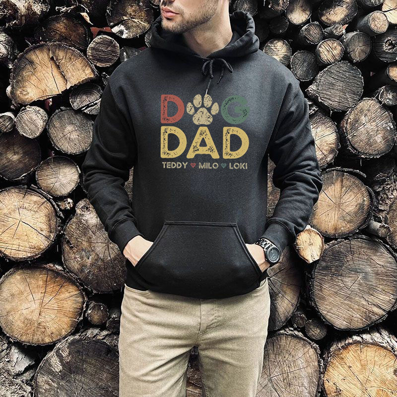 Personalized Hoodie Animal Footprint Pattern with Custom Name Great Gift for Dad