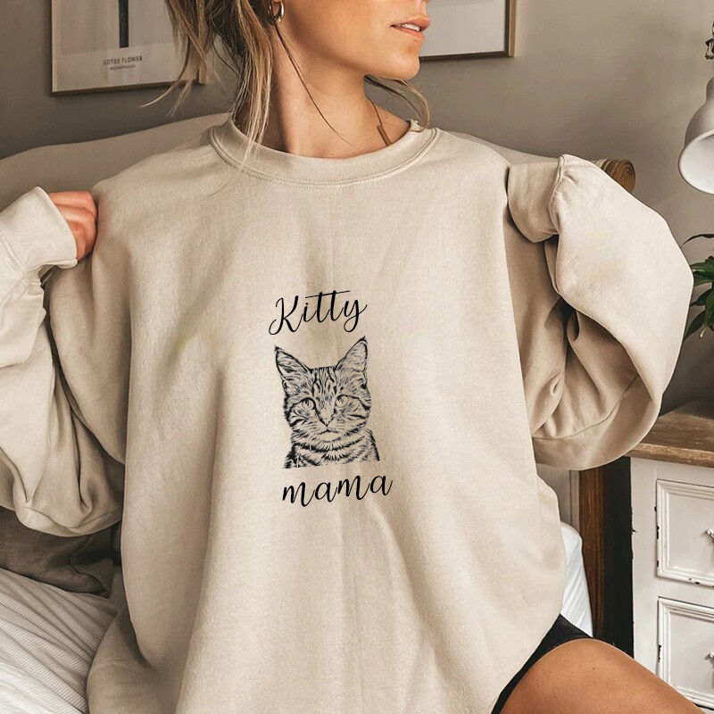Sweatshirt personnalisé avec portrait d'animal de compagnie et nom Cadeau idéal pour une maman qui aime son animal de compagnie