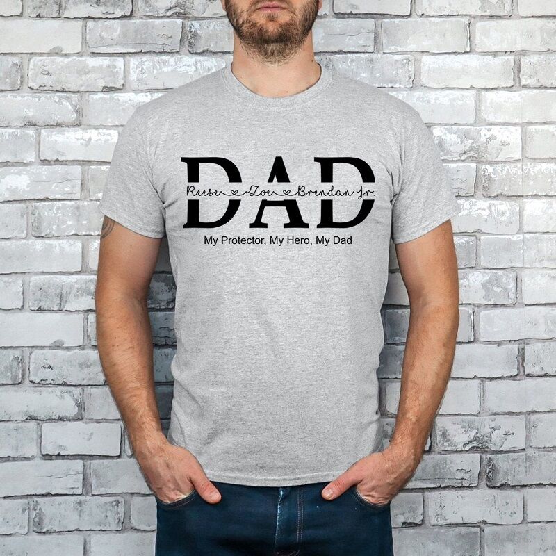 Camiseta Personalizada Nombres Personalizados Mi Protector Mi Héroe Significativo Regalo para el Día del Padre