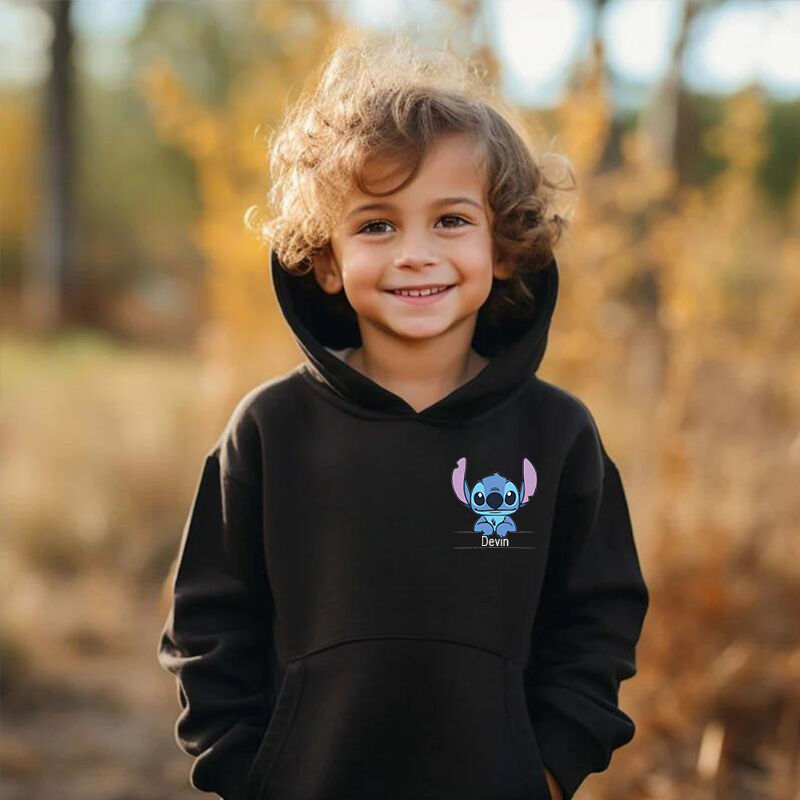 Sudadera con capucha personalizada para niños con nombre personalizado y bonito patrón de anime, regalos para niños