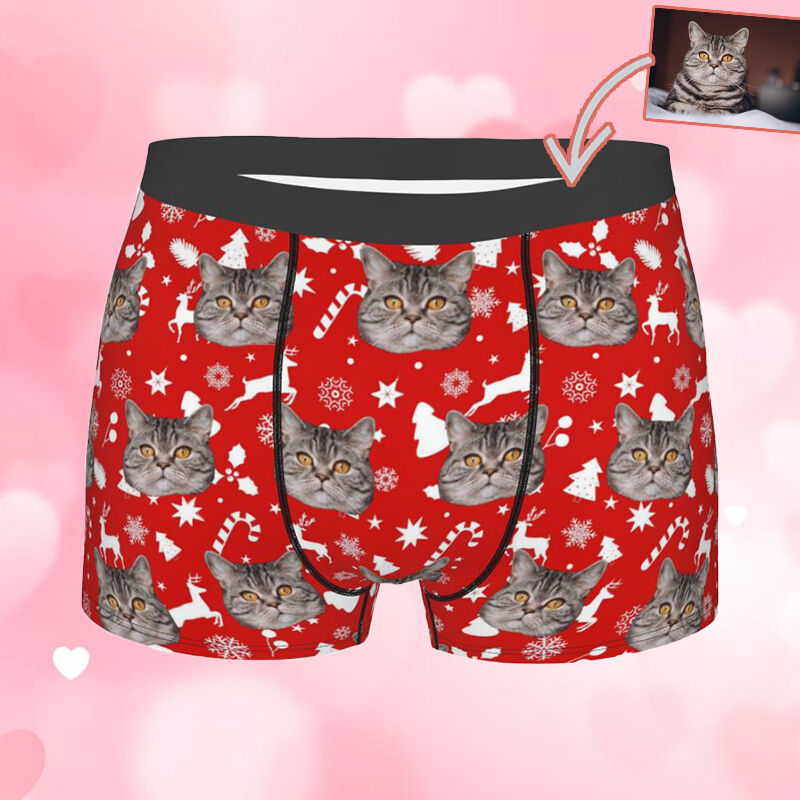 Personalized Photo Men's Underwear Boxer Briefs with Deer Pattern Wonderful Gift for Pet Lover