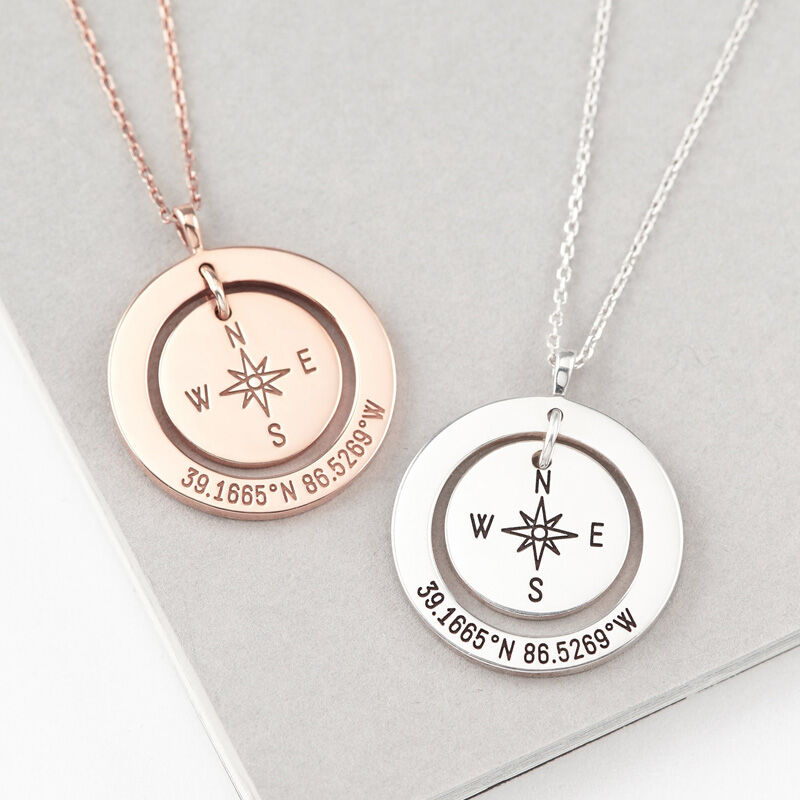 Aangepaste coördinaten ketting lengtegraad lengtegraad sieraden afstuderen cadeau voor jubileum