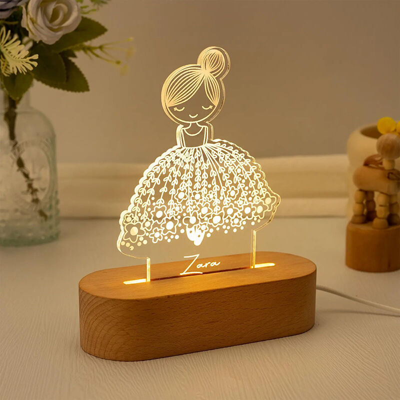 Personalized Name Night Light with Dancer Pattern Lovely Gift for Girl