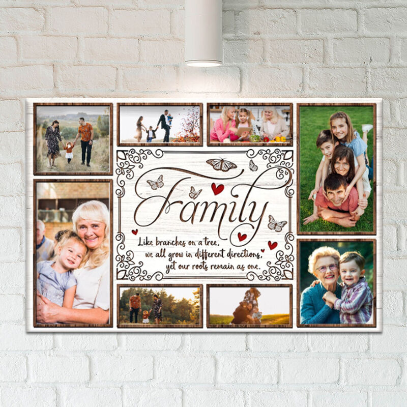 Personalized Picture Canvas Wall Art Special Gift for Family "Our Roots Remain As One"