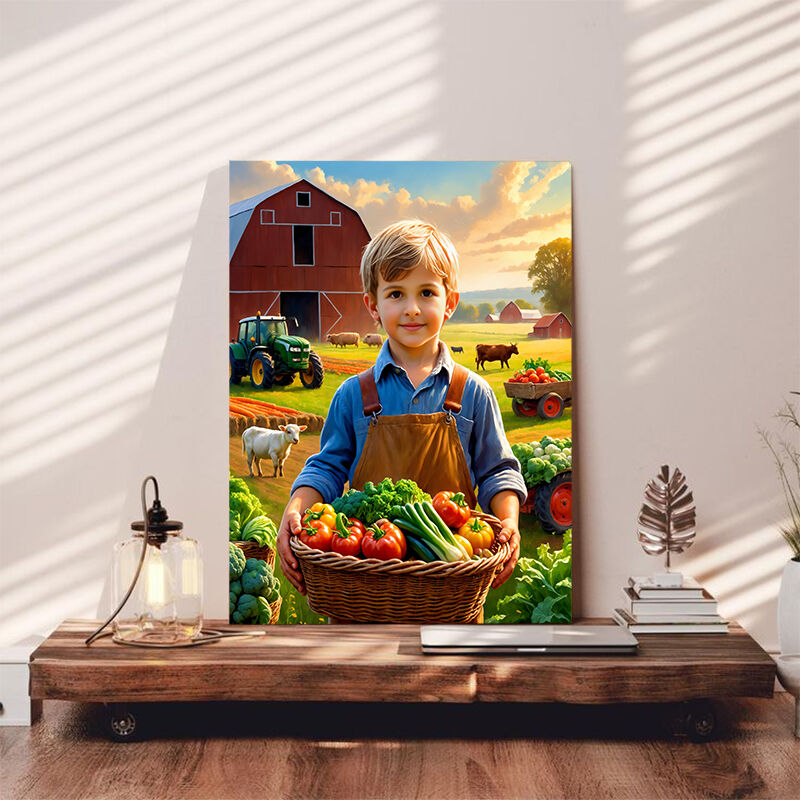 Personalized Farmer Portraits with Custom Face Swap Unique Gift for Kids