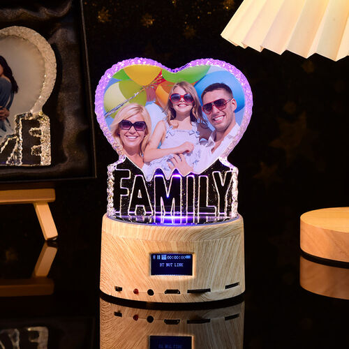 Altoparlante Bluetooth Leggero Cristallo Personalizzato con Foto per Famiglia