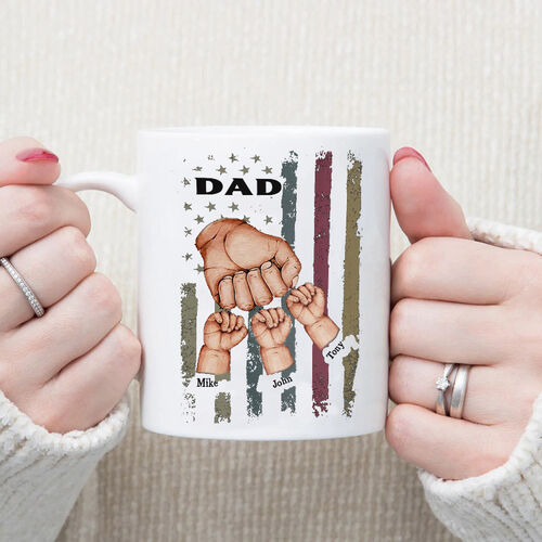 Personalized Name Mug with Fist Bump Pattern Interesting Gift for Super Dad