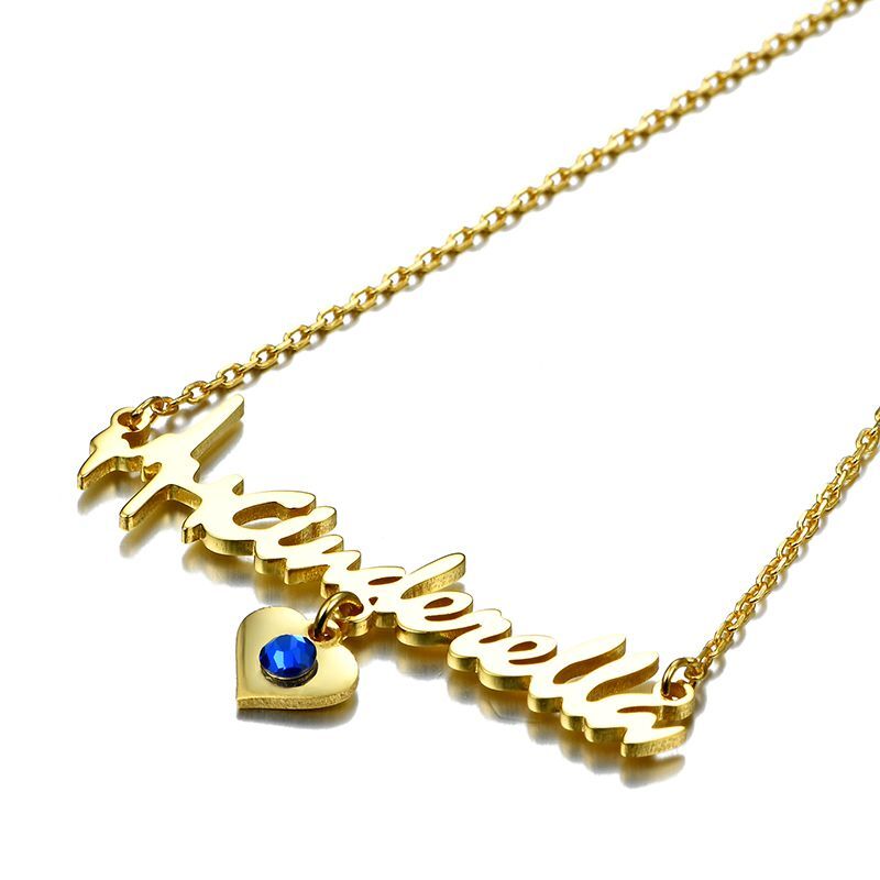 "Carry your heart with me" Name Necklace With Birthstone