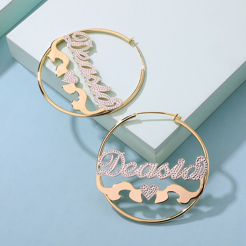 Personalized Hoop Name Earrings with Heart