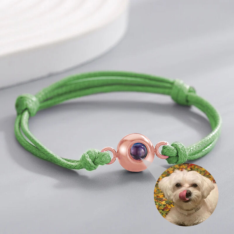 Custom Photo Bracelet with Green Cord