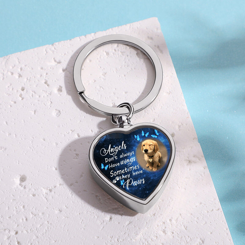 Angels Don't Have Wings & Sometimes They Have Paws Custom Pet Urn Keychain