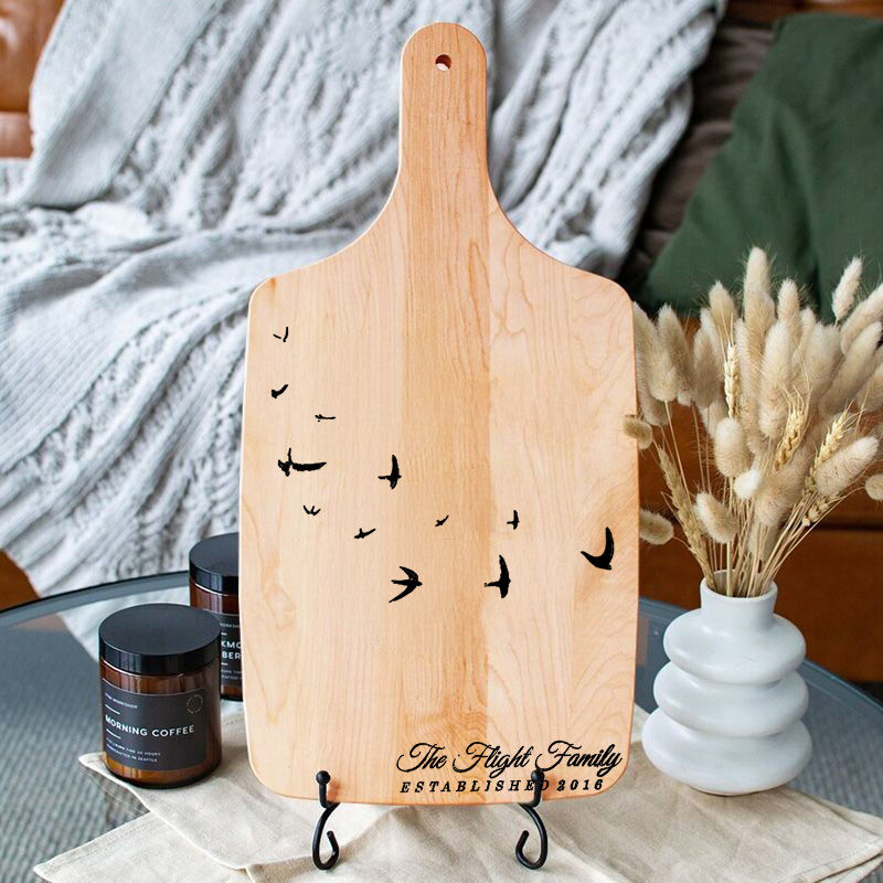 Personalized Name And Date Charcuterie Board with Low Flying Birds Pattern Special Gift for Someone