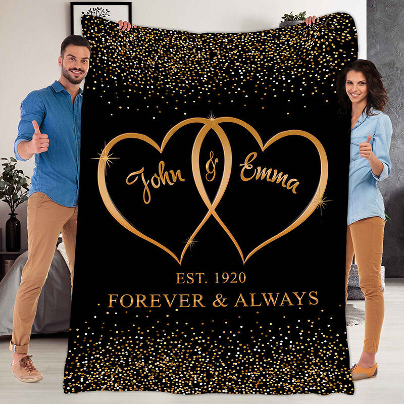 Personalized Name Blanket with Shining Dots Beautiful Gift for Couple