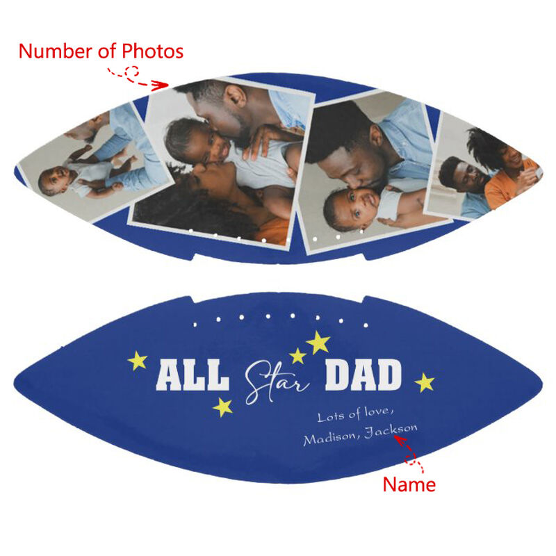 Personalize Football with Photos and Name as a Gift for Dad