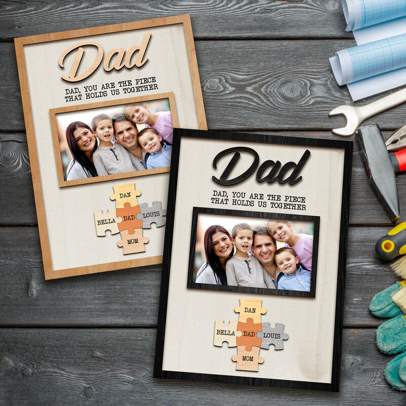 Personalized Name Puzzle Frame With Photo Warm Father's Day Gift