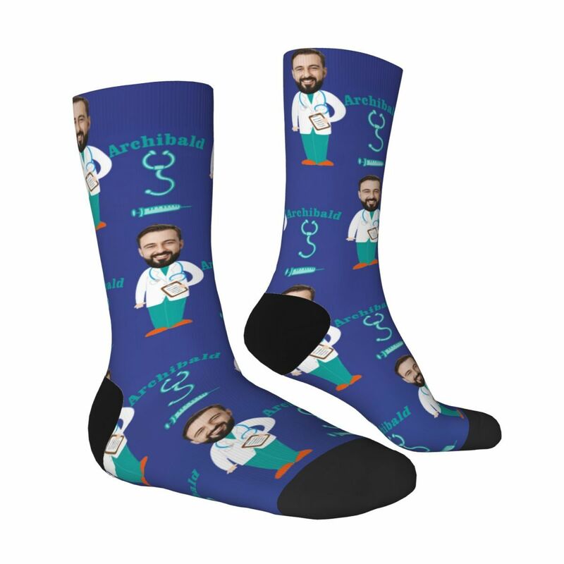 Personalized Face Socks Funny Photos Mid-calf Socks Gifts for Doctor Friends