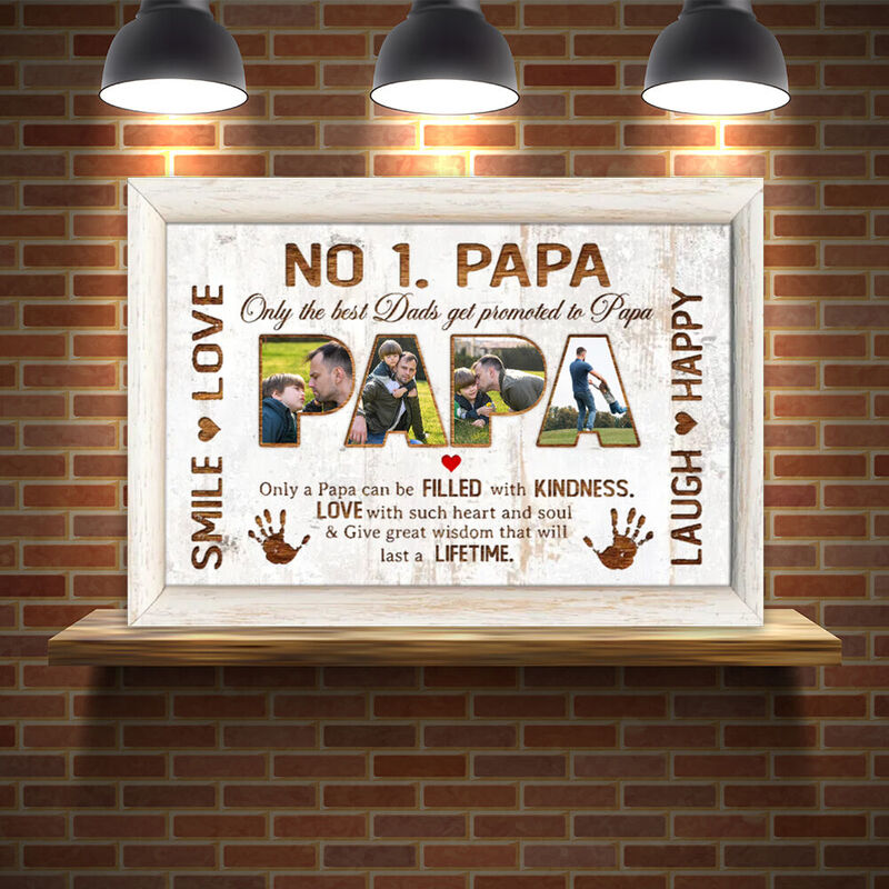 Personalized Picture Canvas Wall Art Wonderful Father's Day Present "NO.1 Papa"