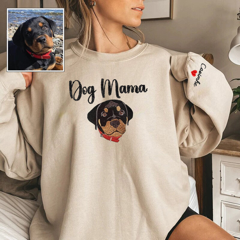 Personalized Sweatshirt Embroidered Custom Pet Photo Design Attractive Gift for Pet Lovers