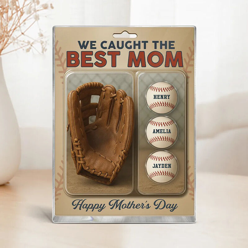 Personalized Name Acrylic Plaque with Baseball Pattern Interesting Gift for Father's Day