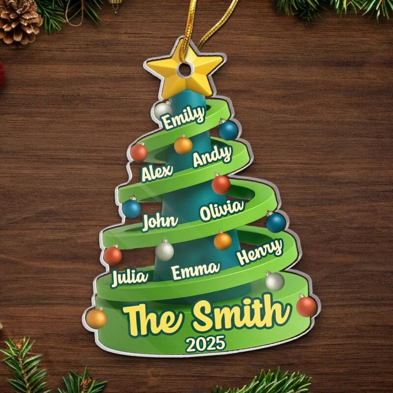 Personalized Christmas Tree Shape Customized Family Name Christmas Gift for Parents