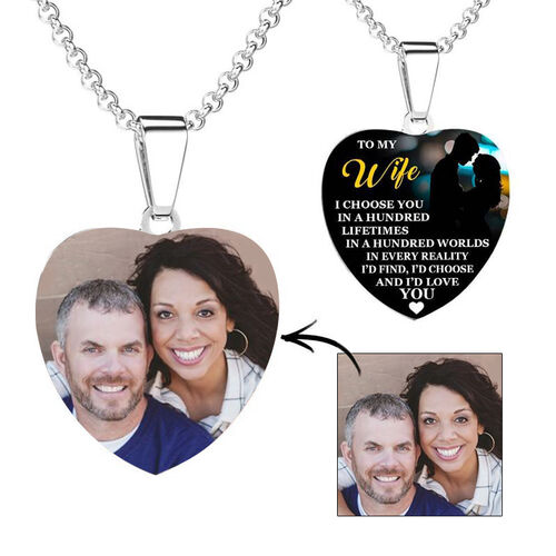 "To My Wife" Custom Heart-shaped Necklace Anniversary Gifts Style A
