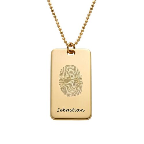 Personalized Fingerprint Jewelry Engraved Name & Birthdate Necklace