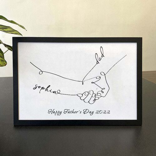 Cadre artistique parent et enfant se tenant la main, dessiné à la main Personnalisé