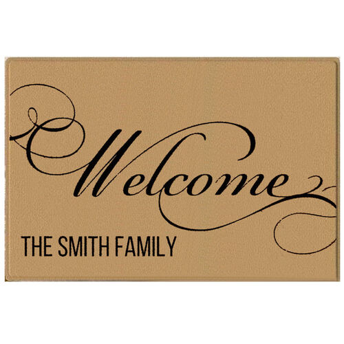 Custom Engraving Name Door Mats with Welcome Pattern