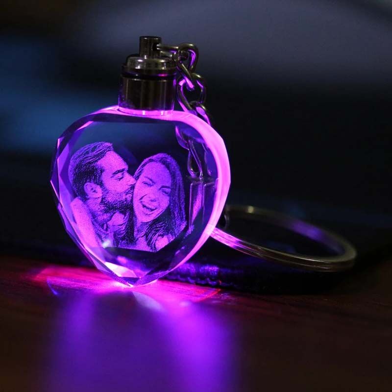 Porte-clés photo personnalisé en forme de cœur en cristal Cadeaux pour papa